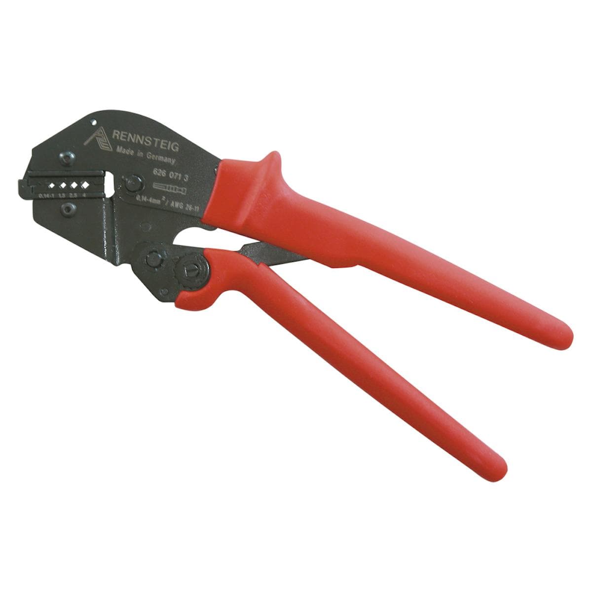 crimp pliers for twisted contacts, 4-corner crimping, red