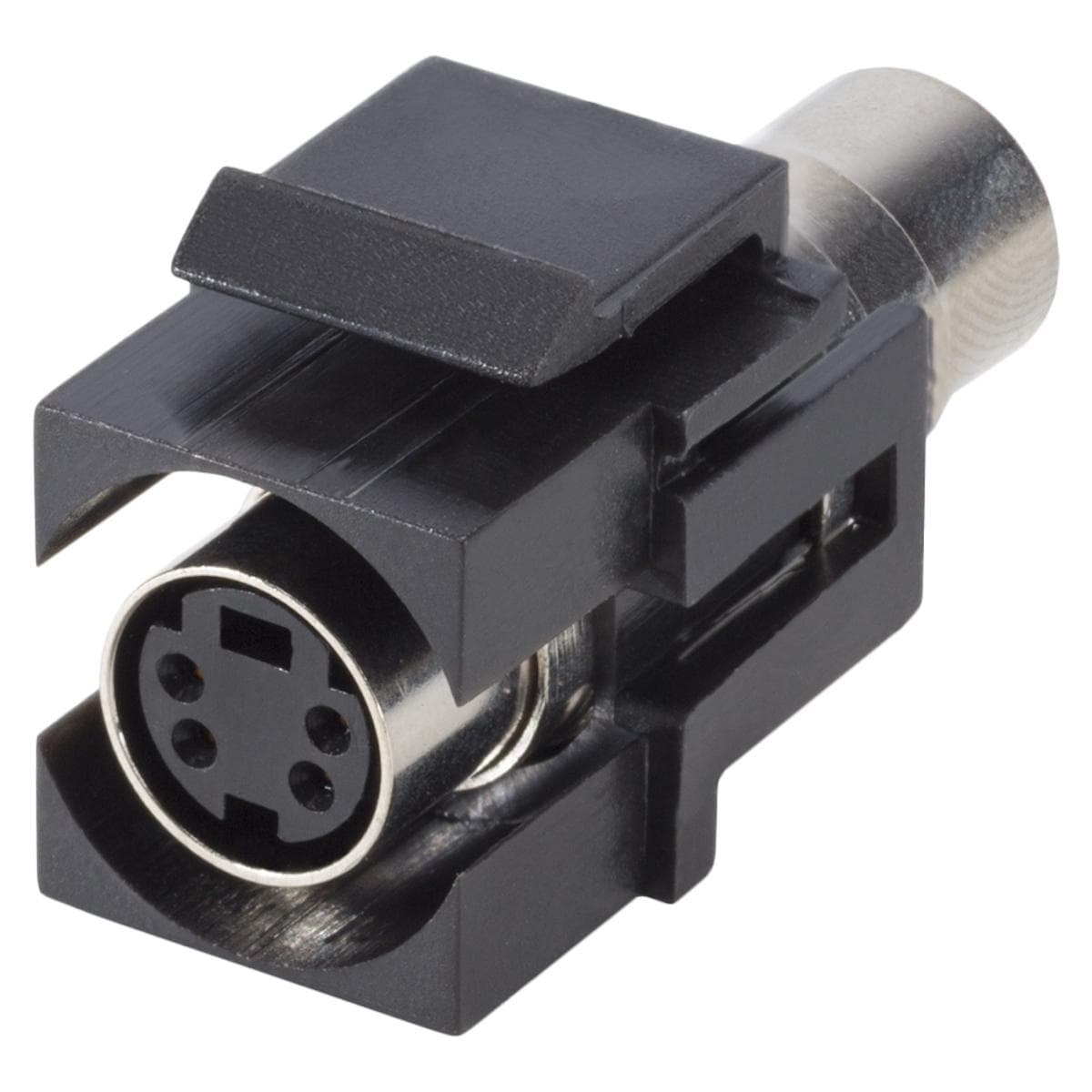 S-Video, 4-pole , plastic-, Patch-, nickel plated contact(s), Keystone Clip-In, black